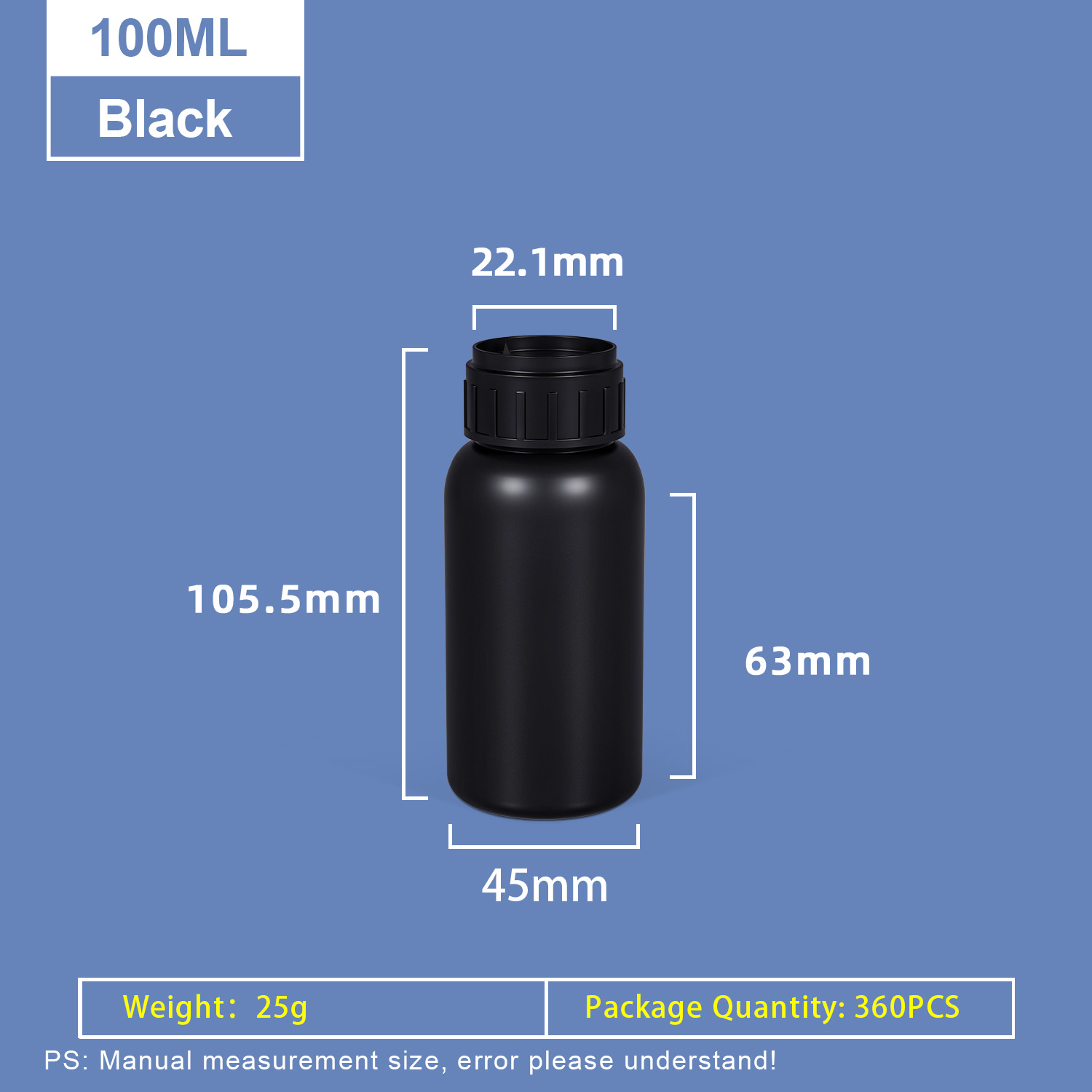 100ml 32mm Neck Fluorinated HDPE Bottle product image