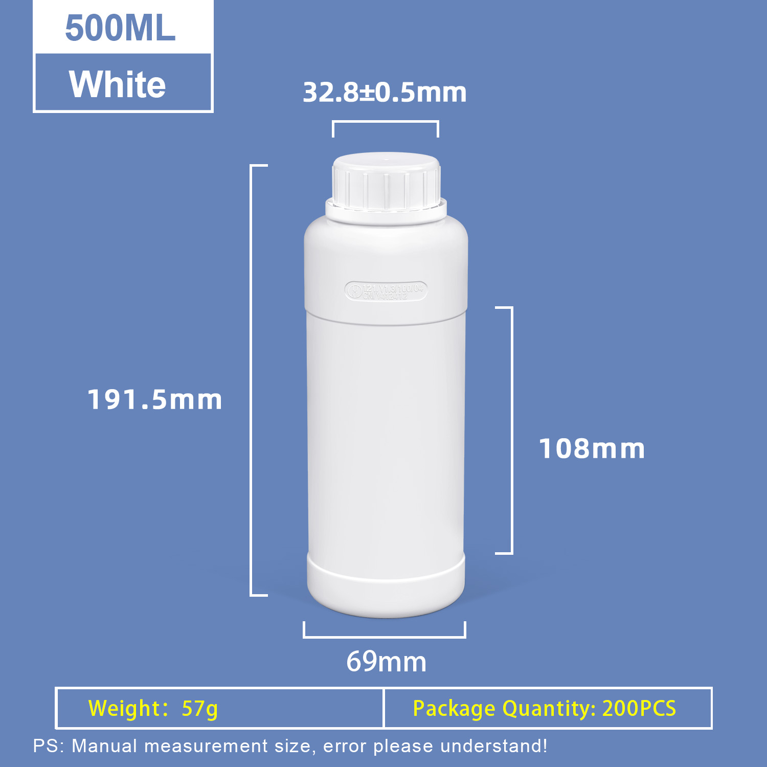 500ml A-Style Fluorinated HDPE Bottle product image