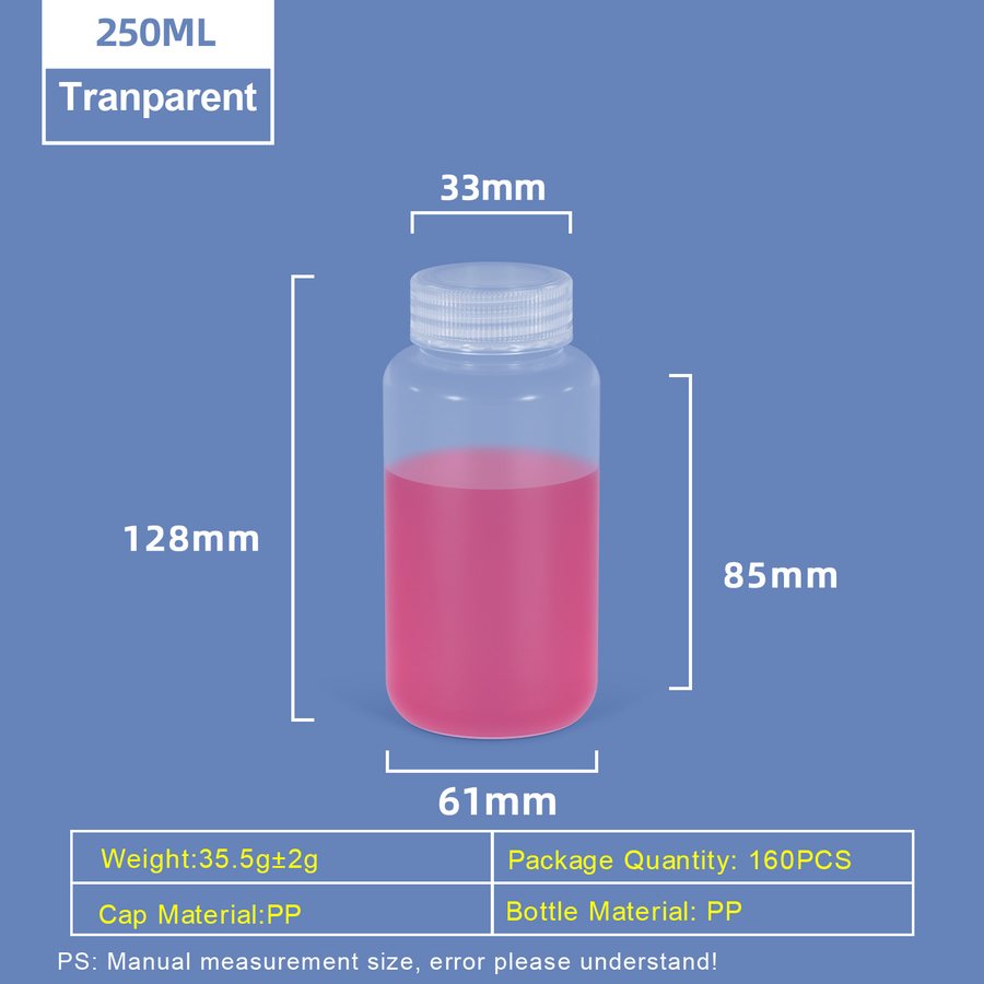 250ml PP Wide Mouth Round Bottle related PP bottle size